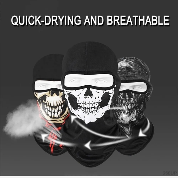 Tactical Skull Ghost Printed Full Face Mask Balaclava Halloween Ski Motorcycle - Picture 2 of 6